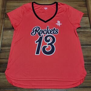 NBA Red V-Neck Tee Houston Rockets "13 Harden" - Size Large*